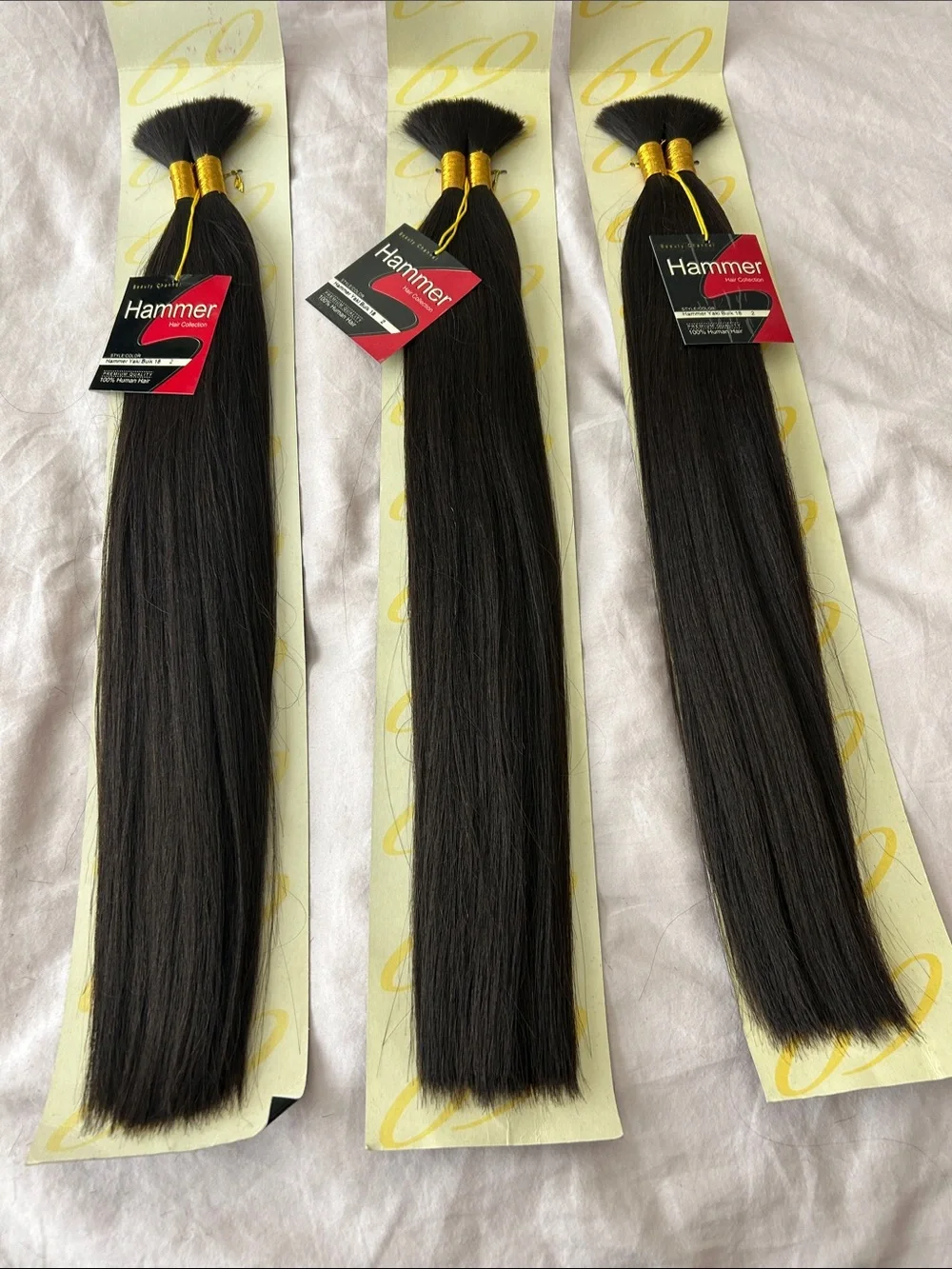 Hammer Hair Collection 18” Bulk 100% Human Hair Color 2 Brown (3 packs)